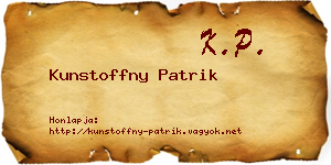 Kunstoffny Patrik névjegykártya